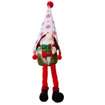Decoração de Natal: boneca Rudolphs com chapéu pontudo pendurado na perna