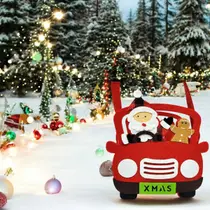 Decoração De Natal Cestos Feltro Carro Papai Noel