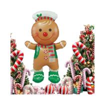 Decoração De Natal Com Papai Noel, Boneco De Neve, Árvore, Casa De Doces, Veado E Balão Com Base De