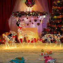 Decoração De Natal Conjunto De Renas Iluminadas 3 Peças - Topmixshop