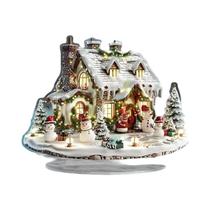 Decoração De Natal Em Acrílico Rotativa 2D Em Forma De Casa De Boneco De Neve Para Mesa, Decoração