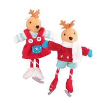 Decoração de Natal, enfeite de pelúcia, boneca de alce, 2 peças