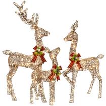 Decoração de Natal Externa HOYECHI Conjunto de 3 Renas Iluminadas Decoração de Natal Externa HOYECHI Conjunto de 3 Renas Iluminadas