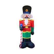 Decoração De Natal Inflável De 2,4M Com Luzes LED, Boneco De Gengibre E Quebra-Nozes Para Jardim