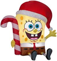 Decoração de Natal inflável Gemmy SpongeBob com bastão de doces