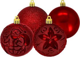 Decoração de natal, kit com 9 bolas vermelhas decoradas print