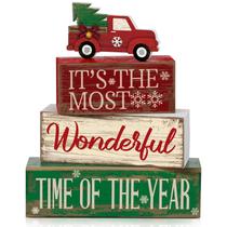Decoração de Natal Moucuny Wooden Red Truck Winter 4 unidades Decoração de Natal Moucuny Wooden Red Truck Winter 4 unidades