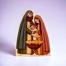 Decoração de Natal Sagrada Família Estatueta em Madeira Enfeite Nascimento Jesus - WoodSpot