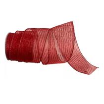 Decoração De Natal Vermelho Organza 6,3cm X 9,14m