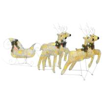 Decoração de Natal vidaXL Gold Reindeer and Sleigh Decoração de Natal vidaXL Gold Reindeer and Sleigh