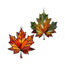 Decoração De Outono Em Vidro Colorido Em Forma De Folha De Bordo Para Ação De Graças E Natal,