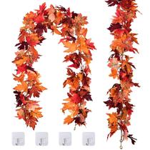Decoração de outono Garland JOYWU 400 cm Maple Leaf, pacote com 2