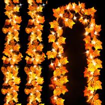 Decoração de outono Garland Luditek Fall Leaf com luzes 24,6 pés 60 LED