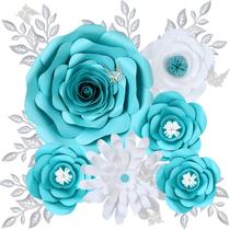 Decoração de Parede 3D com Flores de Papel Pardecor (Azul)