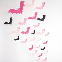 Decoração de parede Agkvw Pink Bats Halloween 3D - 50 unidades e 4 tamanhos Decoração de parede Agkvw Pink Bats Halloween 3D - 50 unidades e 4 tamanhos