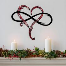 Decoração de parede AOOLVY Infinity Heart Metal Love Sign Vermelho Preto