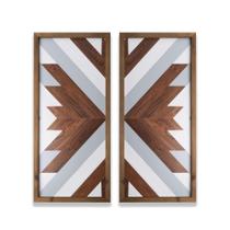 Decoração de parede Aztec Wood Southwest Boho Cyan Black 2 unidades Decoração de parede Aztec Wood Southwest Boho Cyan Black 2 unidades