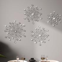 Decoração de parede Bling Crystal Sunburst Cast Iron Silver 30/25/20cm
