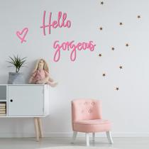 Decoração de parede Blulu Hello Gorgeous 3D Wooden Wall Art Sign Decoração de parede Blulu Hello Gorgeous 3D Wooden Wall Art Sign