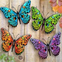 Decoração de Parede Borboleta de Metal Daogtc 24cm Kit com 4 Peças para Área Externa