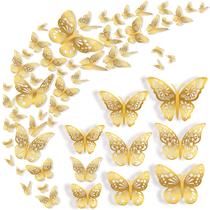 Decoração de parede Butterfly Nelotaor 36 peças, 3 estilos, 3 tamanhos, ouro