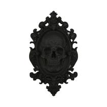Decoração De Parede Com Crânio Esculpido Preto, Estátua Escultura De Estilo Retro Escuro Para