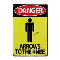 Decoração de parede com placa de estanho Danger Arrows to the Knee 20x30cm Decoração de parede com placa de estanho Danger Arrows to the Knee 20x30cm