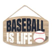 Decoração de parede de madeira Open Road Brands Baseball Is Life Sign 21x14cm