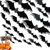 Decoração de parede de morcegos de Halloween NANINUNENO 80 unidades de adesivos 3D de PVC Decoração de parede de morcegos de Halloween NANINUNENO 80 unidades de adesivos 3D de PVC