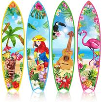 Decoração de parede de prancha de surfe Blulu 4 peças de decoração de praia de madeira