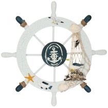 Decoração de parede de volante de navio náutico de madeira Rienar 11"