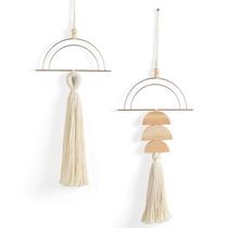 Decoração de parede em macramê IOWER, 24 x 70 cm, decoração Boho Tassel, 2 peças