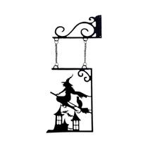 Decoração De Parede Em Metal Com Silhueta De Bruxa Para O Halloween