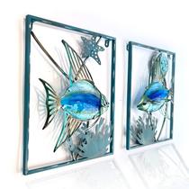 Decoração de parede LIFFY Metal Fish com moldura com LED Fairy Lights, 2 unidades Decoração de parede LIFFY Metal Fish com moldura com LED Fairy Lights, 2 unidades