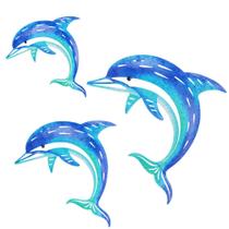 Decoração de parede Metal Dolphin dreamskip Coastal Outdoor Art, 3 unidades Decoração de parede Metal Dolphin dreamskip Coastal Outdoor Art, 3 unidades