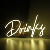 Decoração de parede Neon Sign Looklight Drinks Bar 40x25cm branco quente
