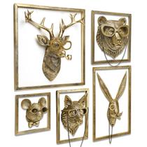 Decoração de parede Newinhome Animal Heads Resin Gold Vintage