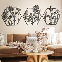 Decoração de parede Peryiter Metal Flower, 3 peças para interior e exterior
