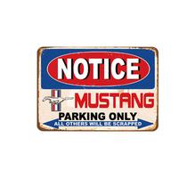 Decoração de parede Pintura em ferro Vintage Mustang Parking Only Decoração de parede Pintura em ferro Vintage Mustang Parking Only