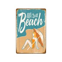 Decoração de parede Pintura vintage em ferro de praia A vida é uma praia Decoração de parede Pintura vintage em ferro de praia A vida é uma praia