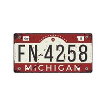 Decoração de parede: placa de licença vintage de Michigan, pintura em ferro Decoração de parede: placa de licença vintage de Michigan, pintura em ferro