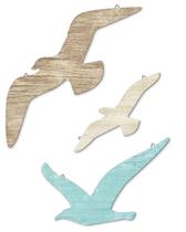 Decoração de parede Putuo Decor Seagull Wood 3 peças com ganchos de 17 a 30 cm Decoração de parede Putuo Decor Seagull Wood 3 peças com ganchos de 17 a 30 cm