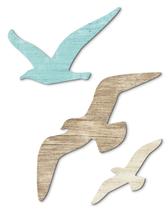 Decoração de parede Putuo Decor Wood Seagull 3 peças de tema costeiro Decoração de parede Putuo Decor Wood Seagull 3 peças de tema costeiro