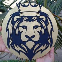 Decoração de Parede Religiosa Leão de Judá Vazado em camadas de mdf 3mm efeito alto relevo Dourado Decoração de Parede Religiosa Leão de Judá Vazado em camadas de mdf 3mm efeito alto relevo Dourado