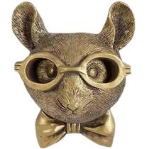 Decoração de parede UITWMKTG Gold Animal Head Resin Rat Sculpture Decoração de parede UITWMKTG Gold Animal Head Resin Rat Sculpture