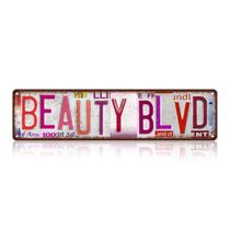 Decoração de parede Vintage Beauty Blvd Street Signs Metal 40x10cm