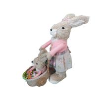 Decoração de Páscoa Coelho Fêmea com Bebê Coelho 35 cm D&A