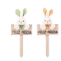 Decoração de Páscoa Plaquinha Pelúcia Feliz Páscoa Decoração de Páscoa Plaquinha Pelúcia Feliz Páscoa