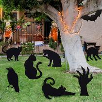 Decoração de placa de jardim de Halloween Blulu 8 peças Scary Cat Decoração de placa de jardim de Halloween Blulu 8 peças Scary Cat