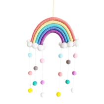 Decoração de pompom para pendurar em macramê Rainbow DFVEY 51x23 cm